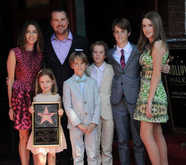 Chris O'Donnnell with his wife and children